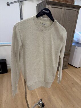 Buck Mason Heather Oatmeal Cotton Crewneck Sweatshirt XS
